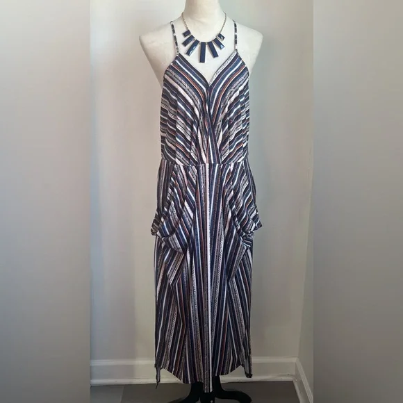 BCBGeneration Striped Maxi Dress With Pockets - Picture 1 of 10